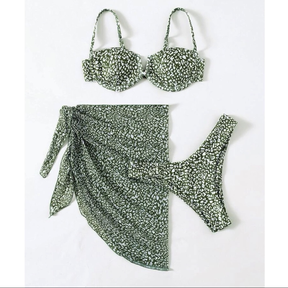 Boho Leopard print Cheeky Bikini Wrap Set Beach - Picture 3 of 7